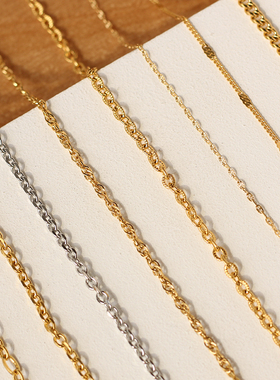 钛钢镀18K金不掉色百搭裸链项链