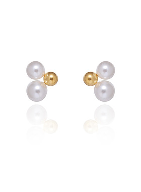 时尚简约萤火虫珍珠小巧耳钉日韩小众仿珍珠钛钢镀18K金耳饰