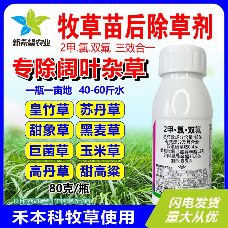 皇竹草黑麦草甜象草巨菌草牧草除草剂 除阔叶杂草 2甲氯双氟农药