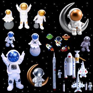 航天宇航员月亮蛋糕装饰摆件星球宇航员模型