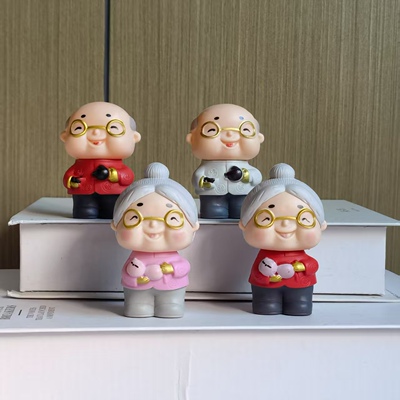 近期热销祝寿蛋糕装饰老爷爷老奶奶摆件寿星寿婆老头老太太摆件