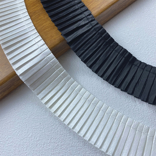 3cm黑白色高品质百褶花边褶皱蕾丝织带diy服装裙边发饰装饰辅料