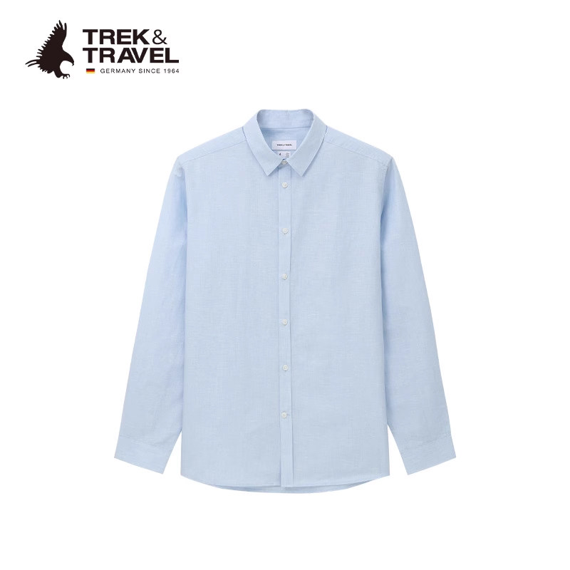 TREK＆TRAVEL德国飞鹰春季新款男式亚麻棉时尚商务长袖衬衫,男装,衬衫,淘宝优惠券,粉丝福利购,淘宝优惠卷