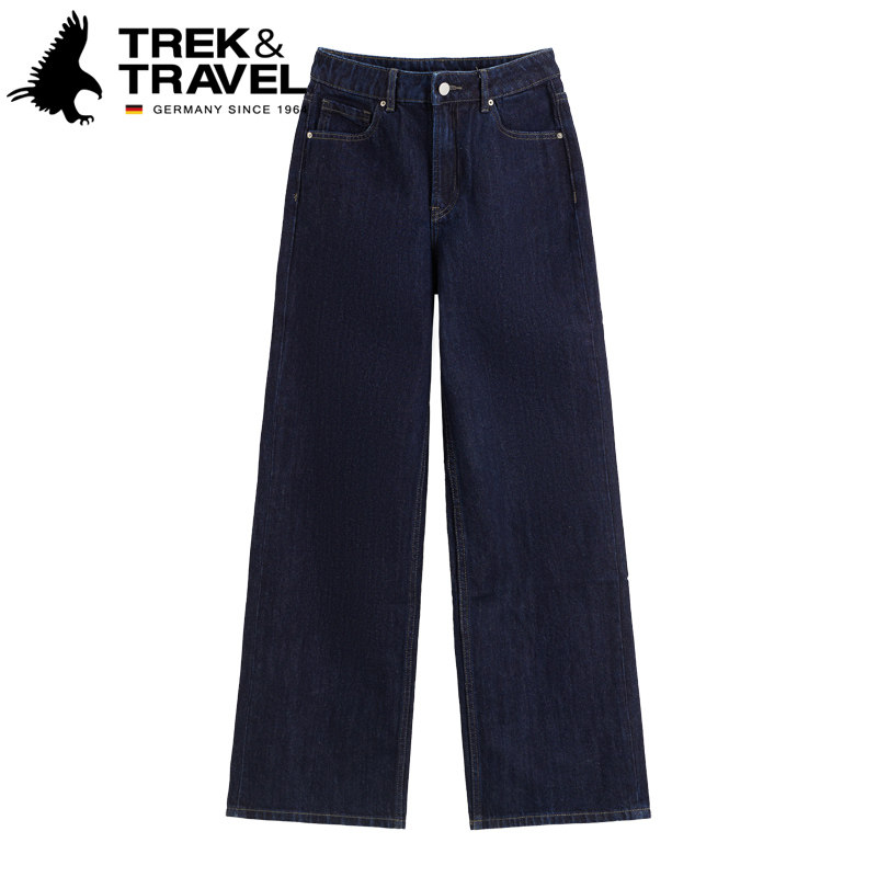 [女式]TREKTRAVEL德国飞鹰纯棉牛仔裤简约复古休闲舒适直筒长裤子 - trektravel服饰旗舰店出品