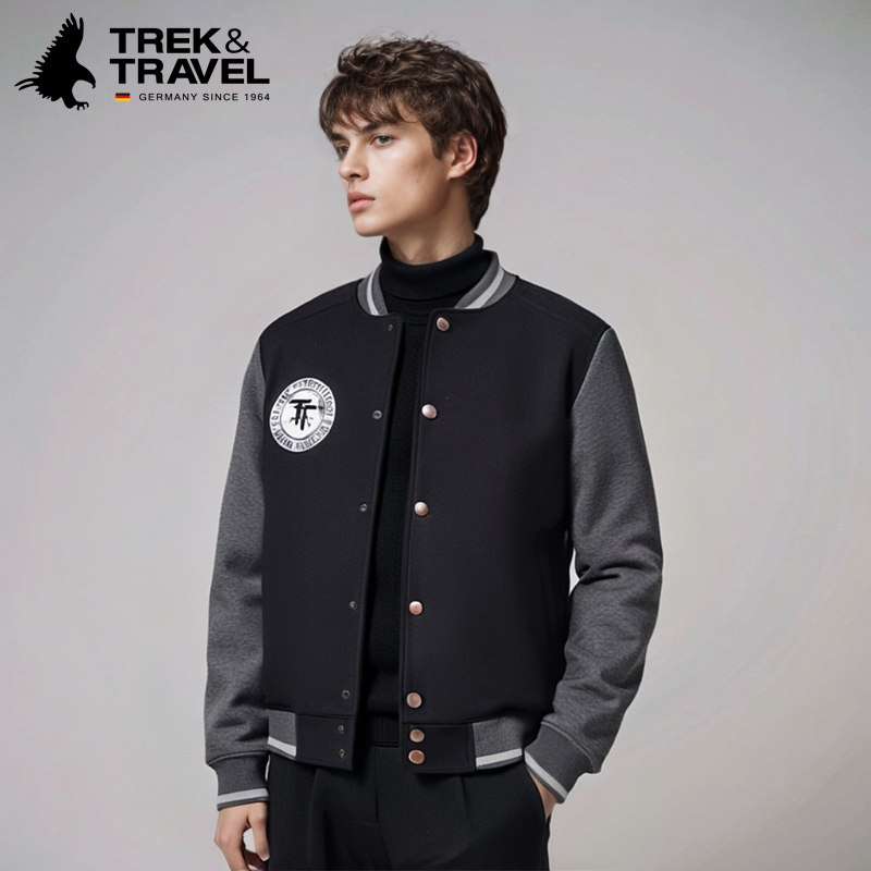 TREKTRAVEL德国飞鹰男式棒球领夹克时尚休闲开衫卫衣棒球服外套