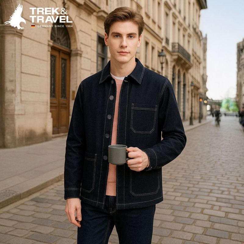 TREKTRAVEL德国飞鹰翻领牛仔外套