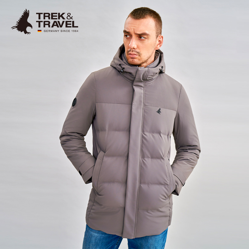 TREK＆TRAVEL德国飞鹰秋冬新款男士潮流工装风连帽羽绒服外套