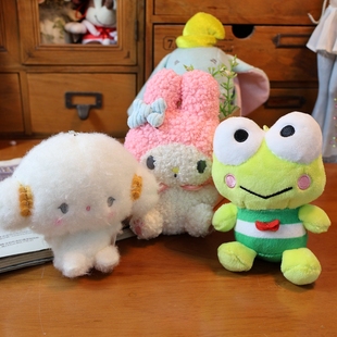 新品三丽鸥My melody美乐蒂摇粒绒公仔 小麦粉大眼蛙娃娃挂件挂饰