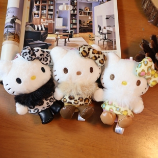 日单正版 三丽鸥50周年黑皮HELLO KITTY 豹纹凯蒂猫 可爱包包挂件
