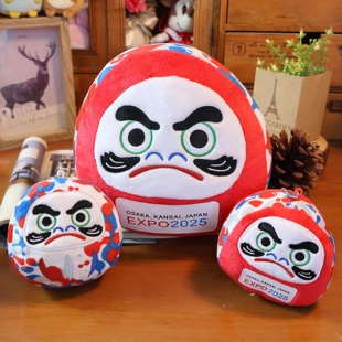 日单正版EXPO2025大阪世博会限定红色花脸达摩福神 毛绒公仔挂件