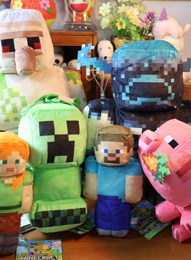 正版我的世界游戏Axolotl铁傀儡呆萌毛绒公仔玩具儿童节生日礼物