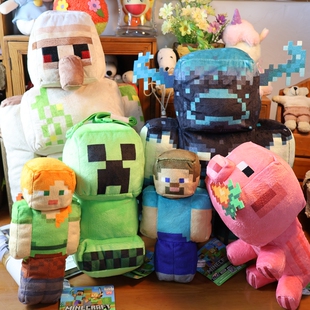 正版我的世界游戏Axolotl铁傀儡呆萌毛绒公仔玩具儿童节生日礼物