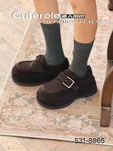 牛反皮圆头坡跟厚底皮带扣乐勃肯鞋 专柜正品 迷人角色2025商场同款