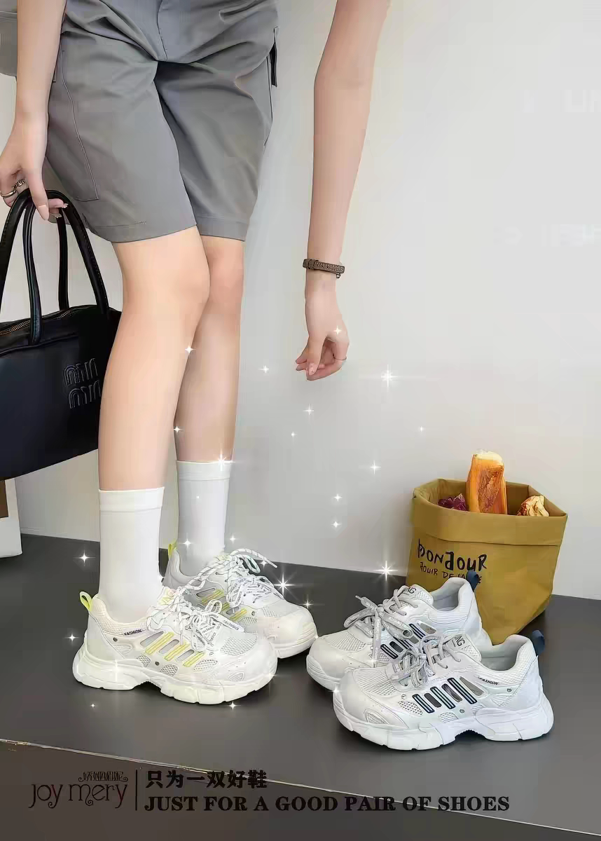 专柜正品娇娅媚妮2026新款镂空洞洞老爹鞋女百搭透气网面跑步鞋