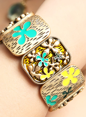 外贸原单欧美中古珐琅小花手链饰品