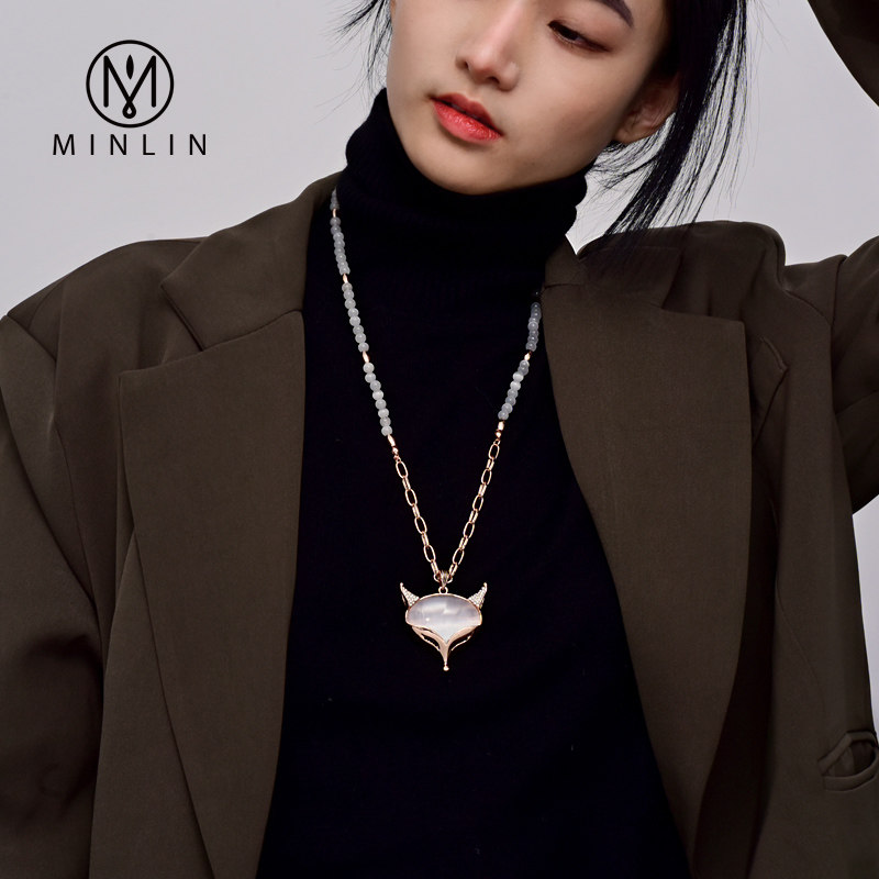 夜明珠狐狸毛衣項鏈 女毛衣項鏈2022年新款挂飾 項鏈 女 百搭在類目 飾品/流行首飾/時尚飾品新, 項鍊中 - 來自Buy2taobao.com提供專業的淘寶代購服務