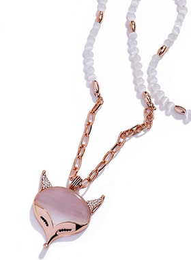 夜明珠狐狸毛衣项链女百搭挂饰