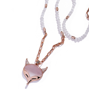 A夜明珠狐狸毛衣项链 女毛衣项链2022年新款挂饰 项链 女 百搭