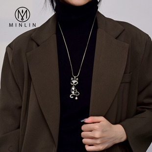 2022年新款 秋冬 韩国水晶小猫毛长款 百搭 简约 项链 A毛衣链长款