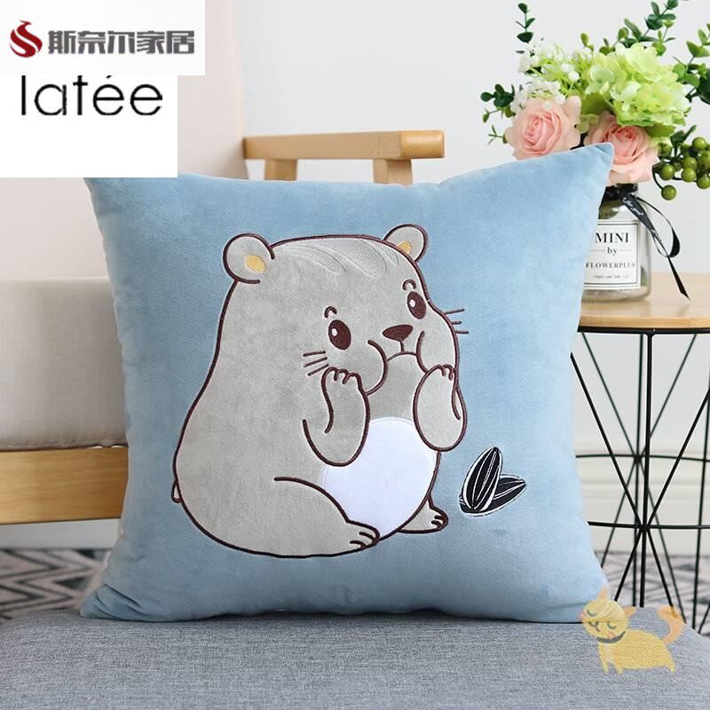 四方枕头套纯棉可爱卡通抱枕沙发靠垫办公室床头靠背汽车靠枕正方