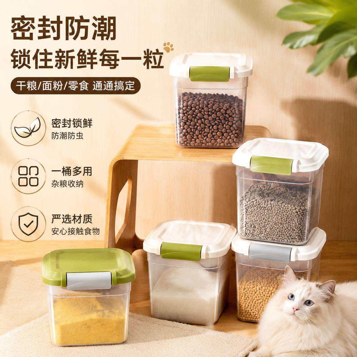 猫粮储存桶密封防潮防尘收纳桶宠物猫咪狗狗食食冻干零食储粮桶罐