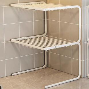 厨房桌面分层架台面置物架锅架整体橱柜锅具柜子收纳多层隔板断格