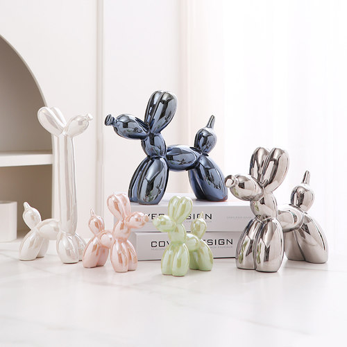 陶瓷气球狗现代家居商店电镀摆件