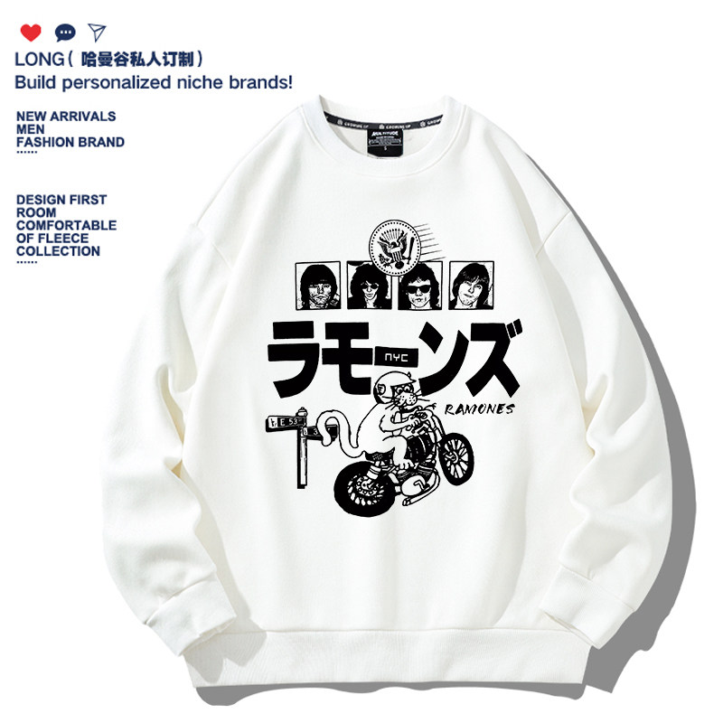 RAMONES雷蒙斯粉丝朋克摇滚美式个性宽松帽衫套头男女音乐节卫衣