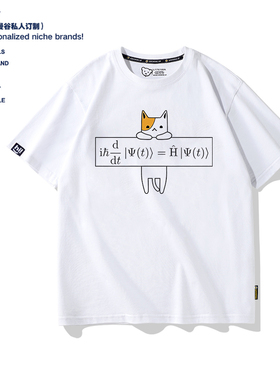 Schrödinger方程式薛定谔猫夏季纯棉短袖T恤男女青少年学生半袖