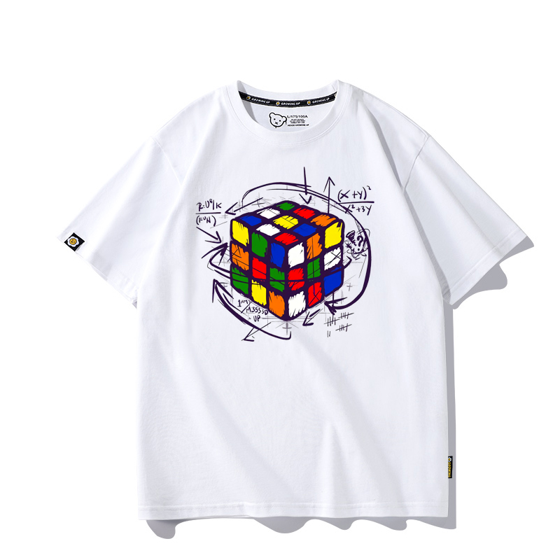儿童青少年卡通魔方图案短袖
