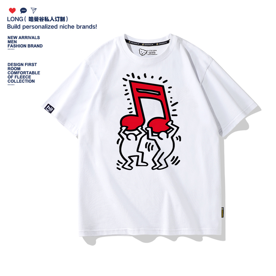 Keith Haring凯斯哈林联名ins艺术个性印花小众夏短袖T恤音符班服