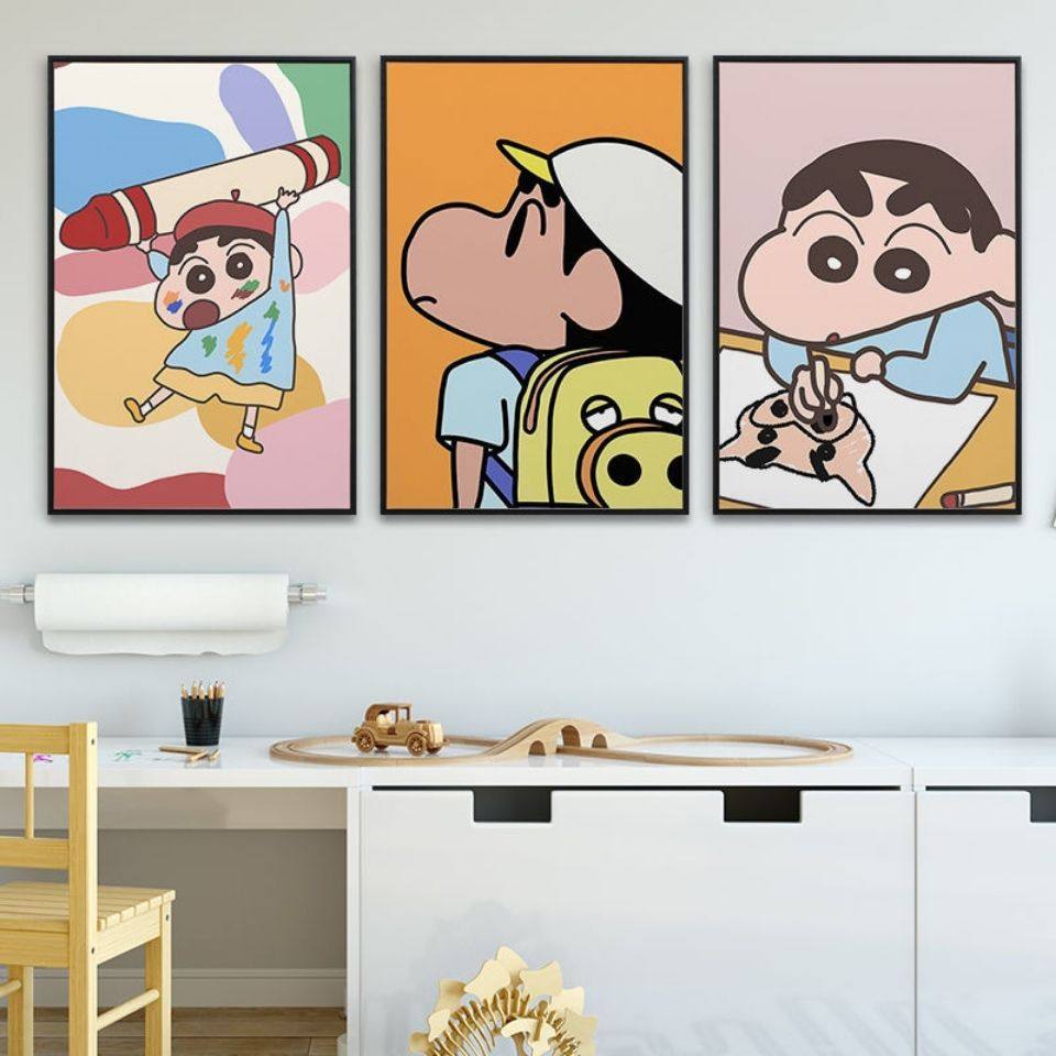 卡通动画蜡笔小新装饰画可爱奶茶店幼儿园客厅儿童房卧室挂画