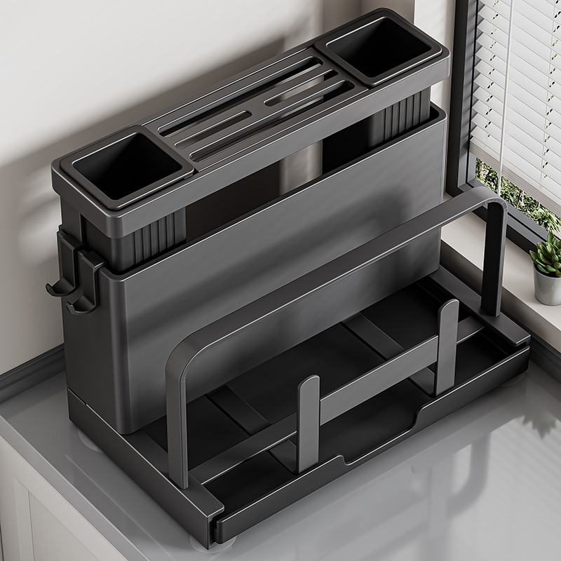 2025新款不锈钢厨房刀架置物架菜板刀具多功能筷子笼一体收纳放置