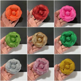 全6.6cm闪光面料格丽特花朵山茶花小香花饰品头夹花胸花头夹胸针