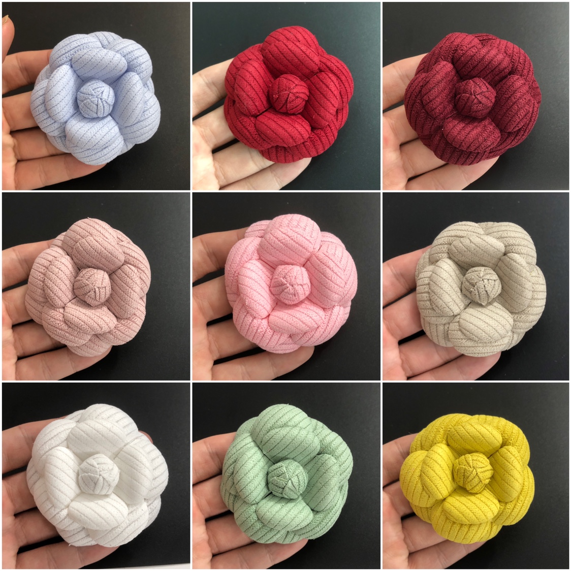 直径6.6cm超定型新款灯芯绒山茶花小香花花朵胸花头夹加高端胸针