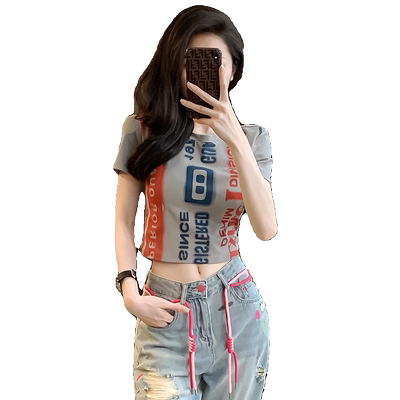 露脐紧身短款t恤女短袖夏季半袖