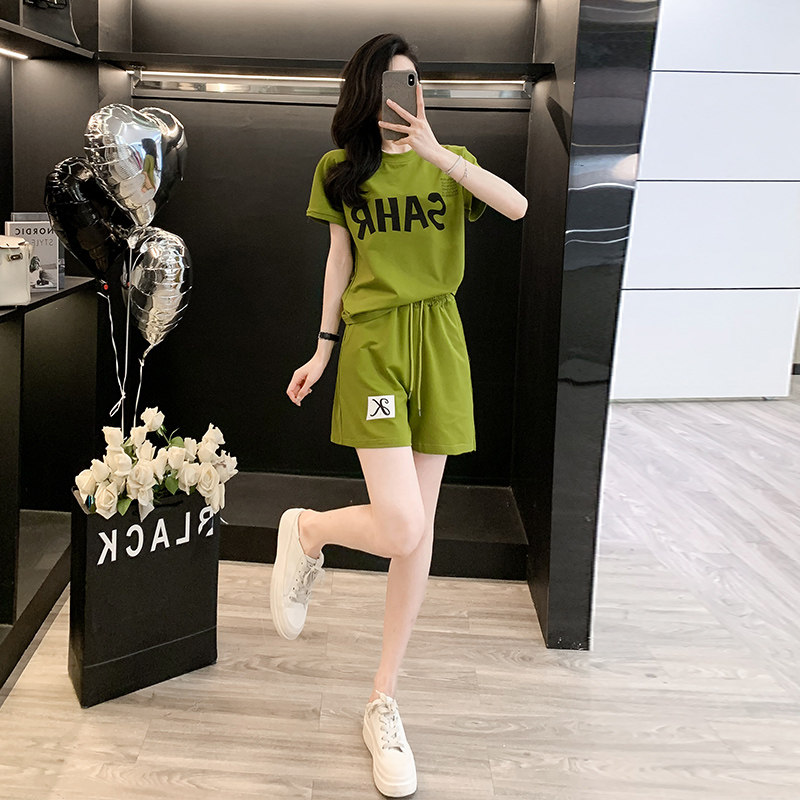 休闲短袖t恤运动套装女夏季新款时尚洋气减龄宽松显瘦短裤两件套