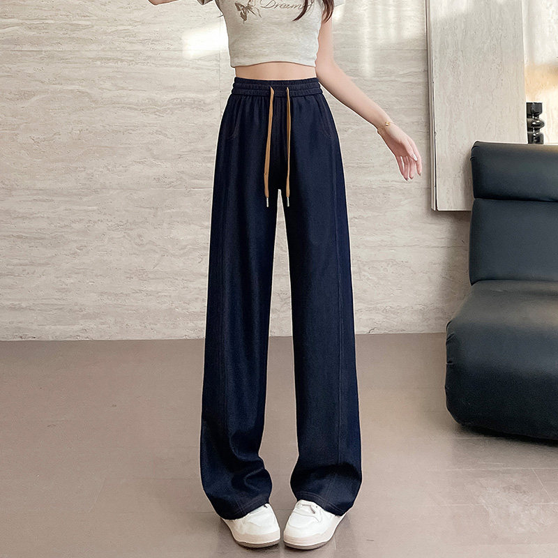 休闲天丝牛仔阔腿裤女薄款夏季新款宽松休闲垂感小个子九分直筒裤