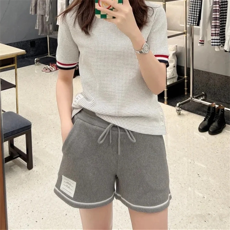 深灰色运动短裤女夏季新款高腰宽松显瘦薄款跑步外穿三分休闲裤子