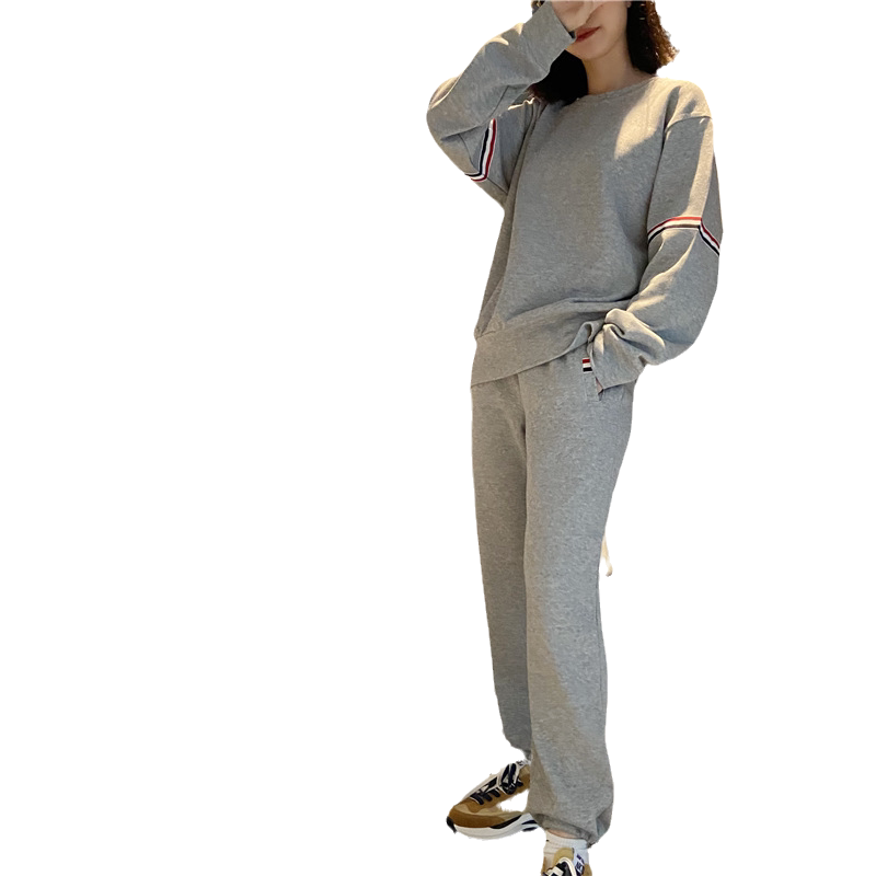 炸街织带运动套装女春季两件套潮
