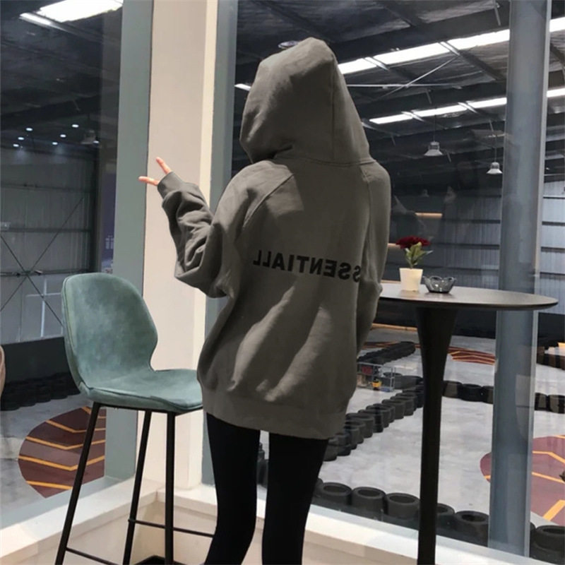 网红复线连帽外套女秋冬新款宽松中长款加绒情侣装拉链卫衣开衫潮