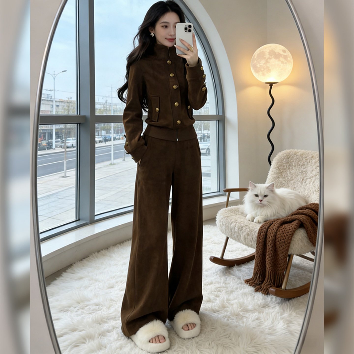 复古风休闲立领短款外套运动套装女春季新款宽松显瘦阔腿裤两件套,女装/女士精品,休闲运动套装,淘宝优惠券,粉丝福利购,淘宝优惠卷