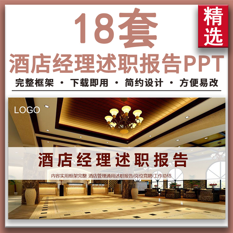 商务风年终总结酒店经理述职报告酒店工作总结汇报动态PPT模板 新