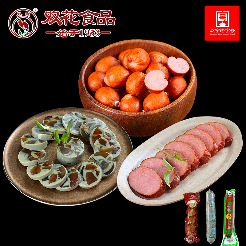 双花大肉枣225g*1+大皮蛋肠350g*1+茶肠350g*1辽宁特产香肠组合