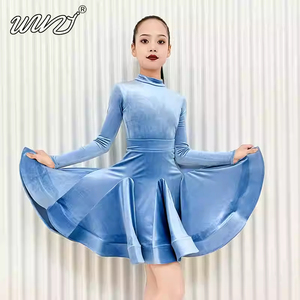 凤蒂拉丁舞服女童进口丝绒秋冬少儿规定服专业比赛大摆裙舞蹈服装