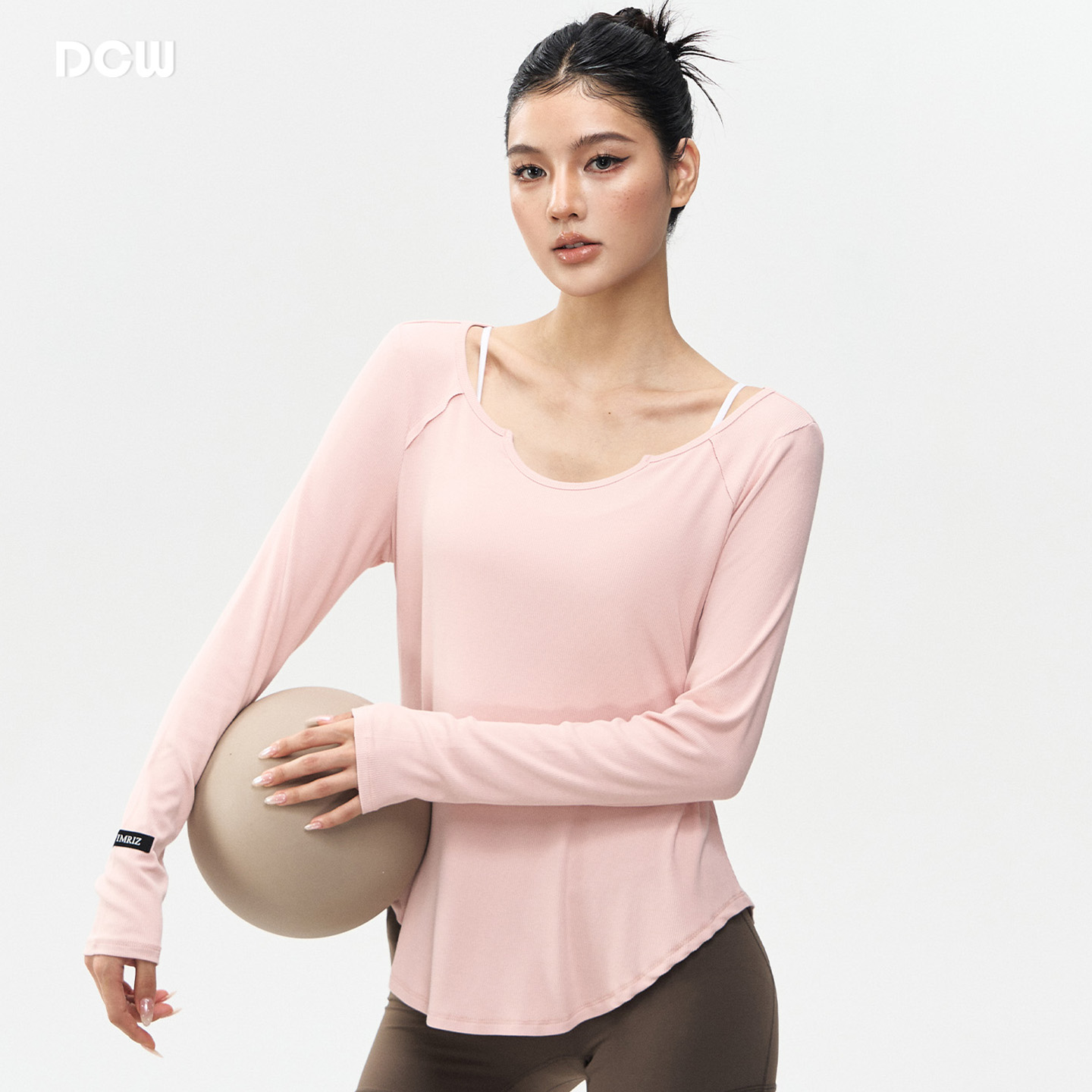 DCW长袖瑜伽服女修身显瘦运动T恤