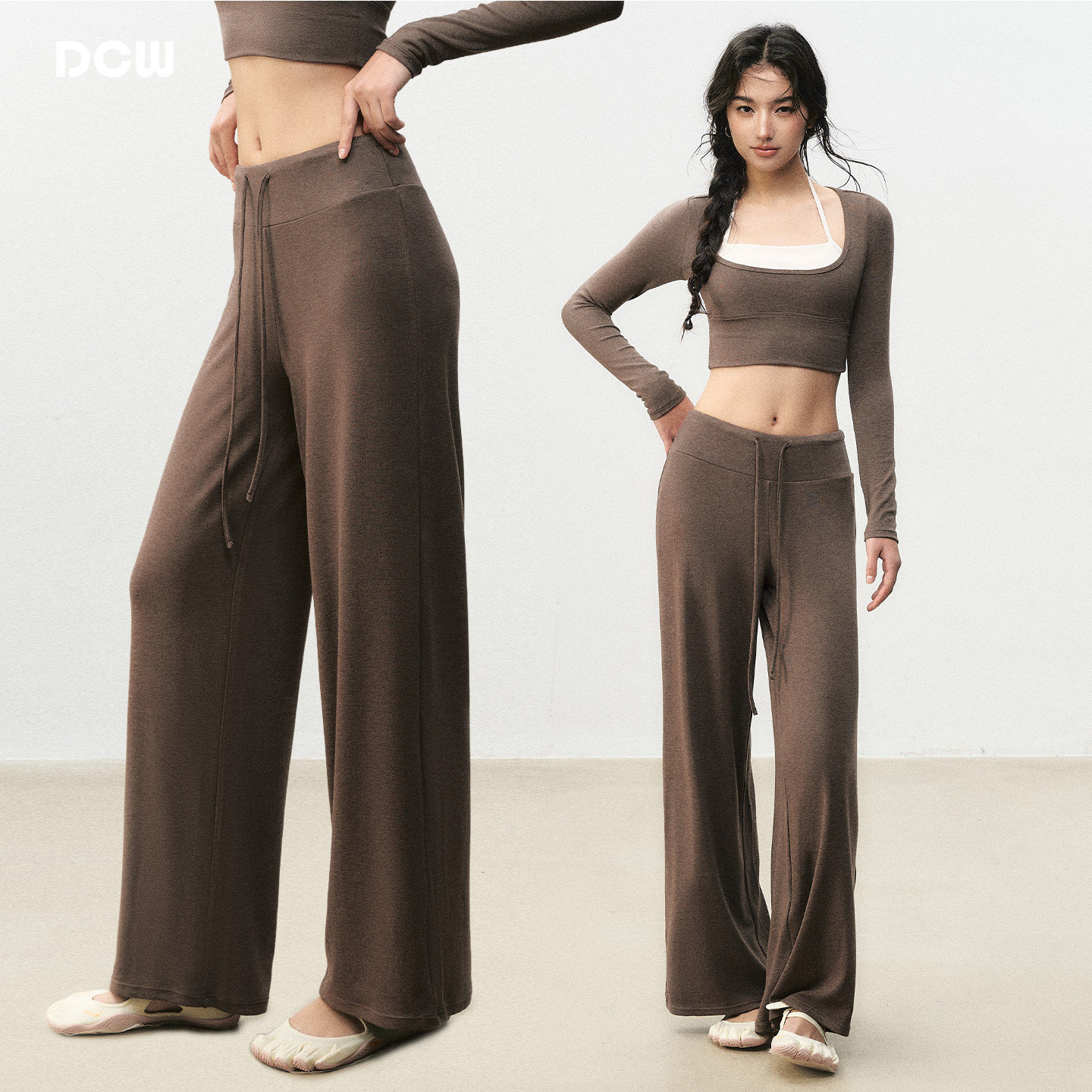 DCW裸感运动长裤女宽松显瘦跑步健身阔腿裤普拉提训练瑜伽直筒裤,运动/瑜伽/健身/球迷用品,瑜伽长裤,淘宝优惠券,粉丝福利购,淘宝优惠卷