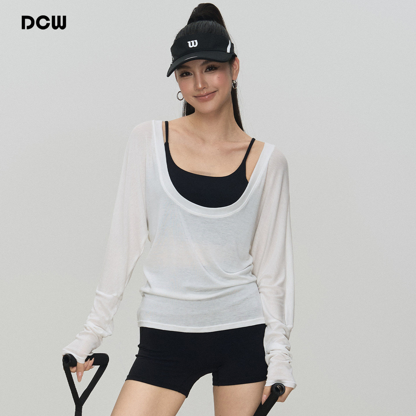 DCW休闲运动长袖女宽松显瘦收腰大U领外穿健身蝙蝠衫瑜伽上衣罩衫,运动/瑜伽/健身/球迷用品,瑜伽t恤,淘宝优惠券,粉丝福利购,淘宝优惠卷