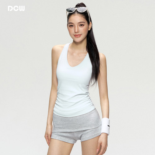 dcw带胸垫V领修身显瘦运动背心女