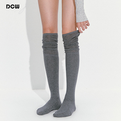 DCW过膝堆堆袜女普拉提专业训练瑜伽小腿袜灰色运动健身长筒袜秋